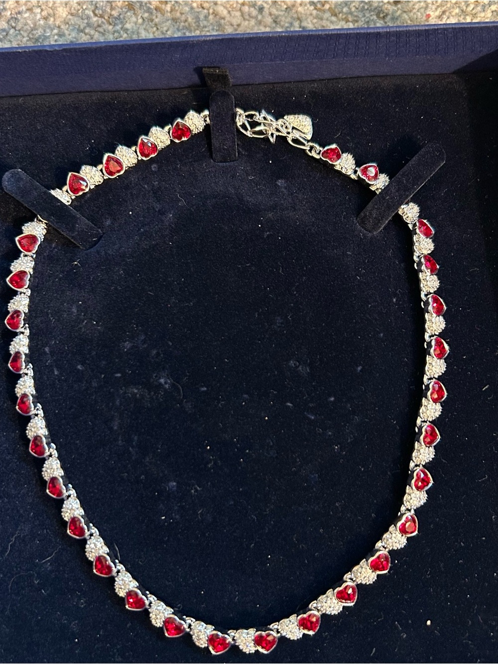Swarovski Silver Necklace and Studs with Red Heart Crystals - Picture 4 of 4